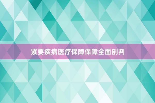 紧要疾病医疗保障保障全面剖判