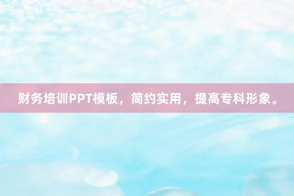 财务培训PPT模板，简约实用，提高专科形象。